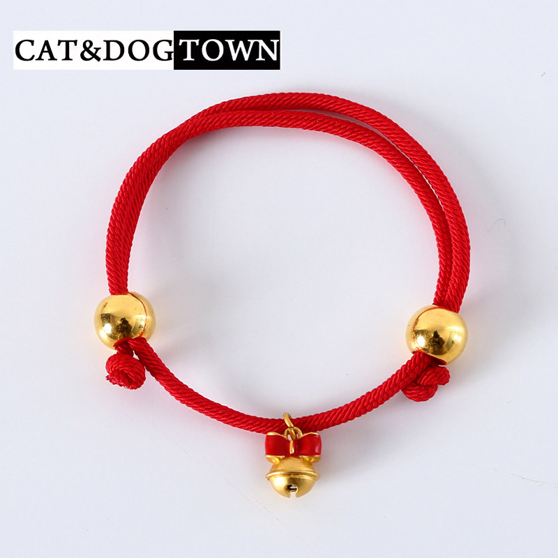 日本宠物项链公主风蝴蝶结铃铛项圈小型犬猫咪兔狗狗泰迪红绳脖圈