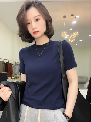 冰丝套头半高领气质减龄针织上衣