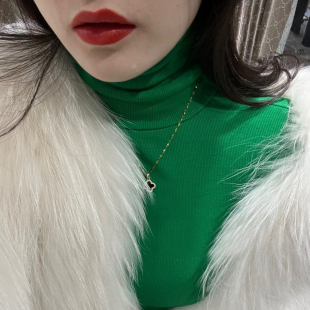 羊毛针织衫 高级感绿色上衣洋气2026新款 女春秋内搭修身 高领打底衫