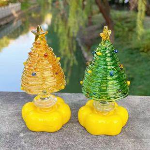 【青松抱富转不完】转转拉丝圣诞树 烧琉璃陶瓷底座桌面摆件 7577