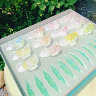 灵隐文创十二花神咖啡杯全套托杯垫功夫茶具品茗礼盒桌面摆件7173