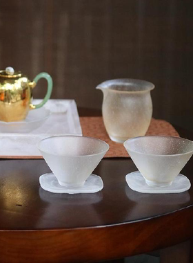 杭州景区文创琉璃斗笠杯琉璃茶杯主人杯托杯垫功夫茶具礼盒品茗杯
