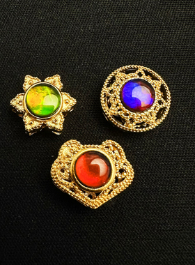 沙金盒子托6mm水晶面斑彩石