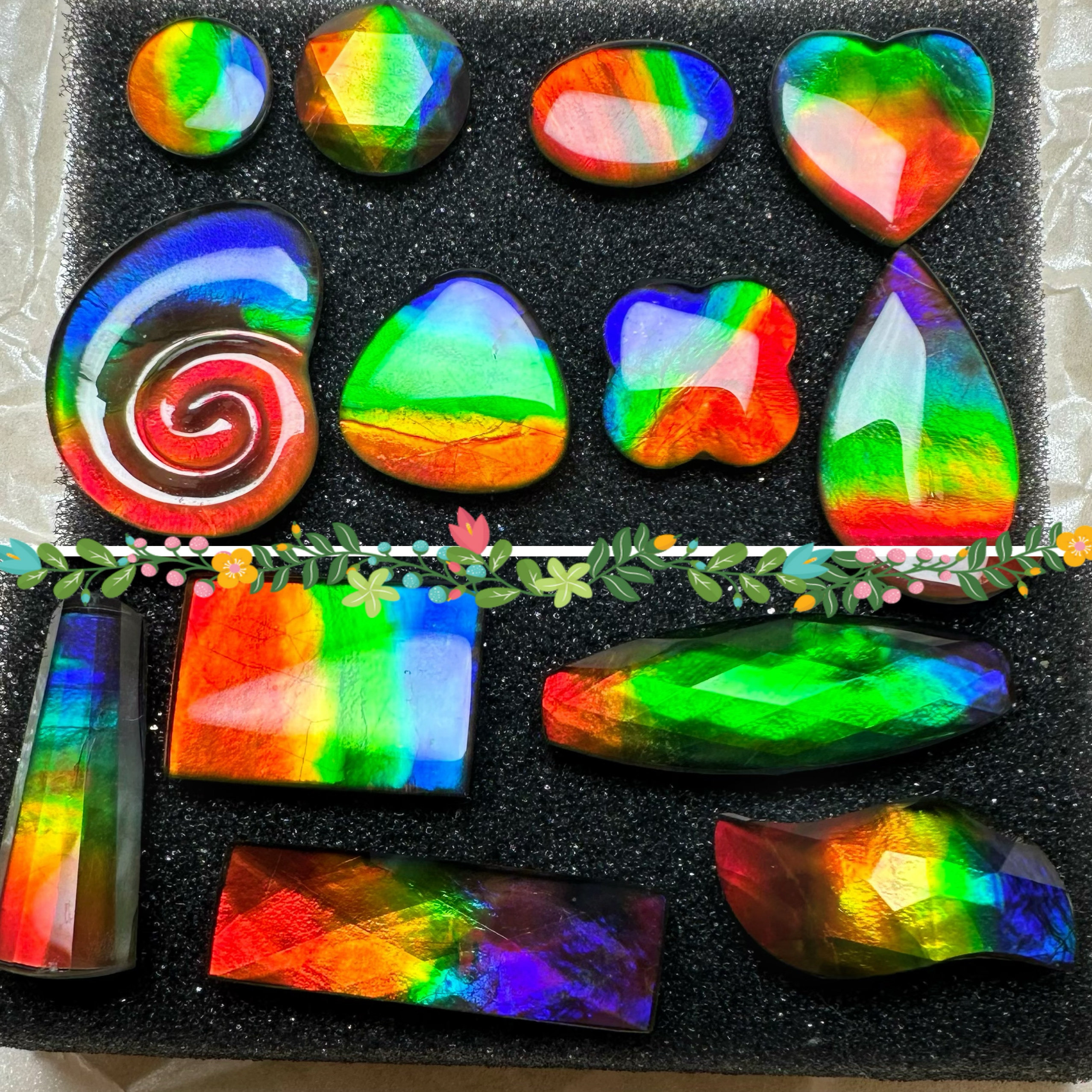 规格形水晶面 天然加拿大斑彩石项坠/吊坠