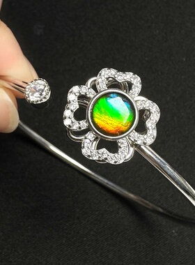 幸运草｜斑彩石925银手镯