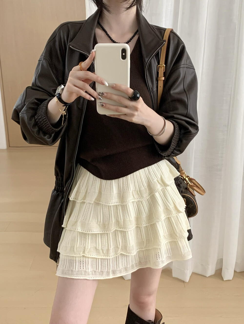 奶油蛋糕裙超可爱～温柔甜美镂空针织蛋糕裙半身裙松紧腰a字短裙
