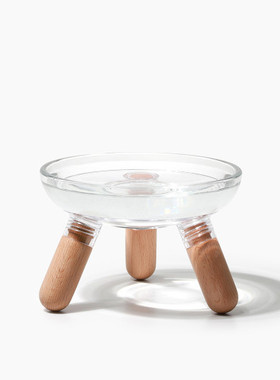 部分现货~010[HaBe]正品Inherent实木奥利奥玻璃宠物碗 韩国代购