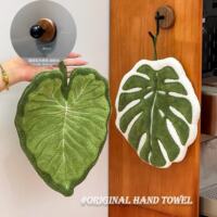 Creative hanging cute leaf hand towels, thickened water absorption, high appearance level, kitchen and bathroom handkerchiefs and hand towels thumbnail 3