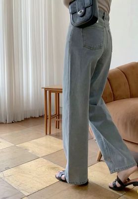 韩国东大门25年春季新款时尚百搭高腰显瘦直筒牛仔裤女a144