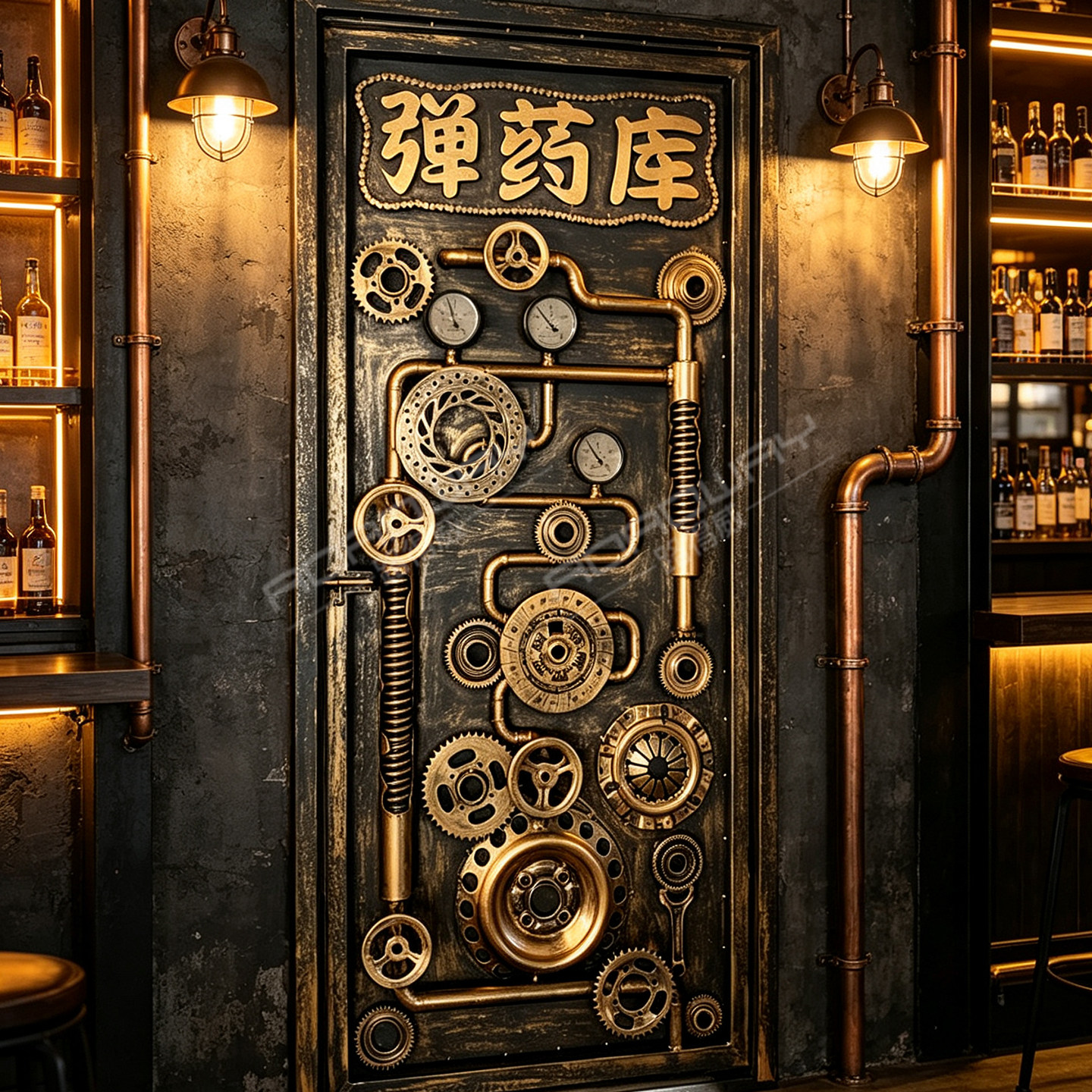 酒吧KTV咖啡厅餐厅网咖复古工业风室内包间门铁艺金属厕所门装饰
