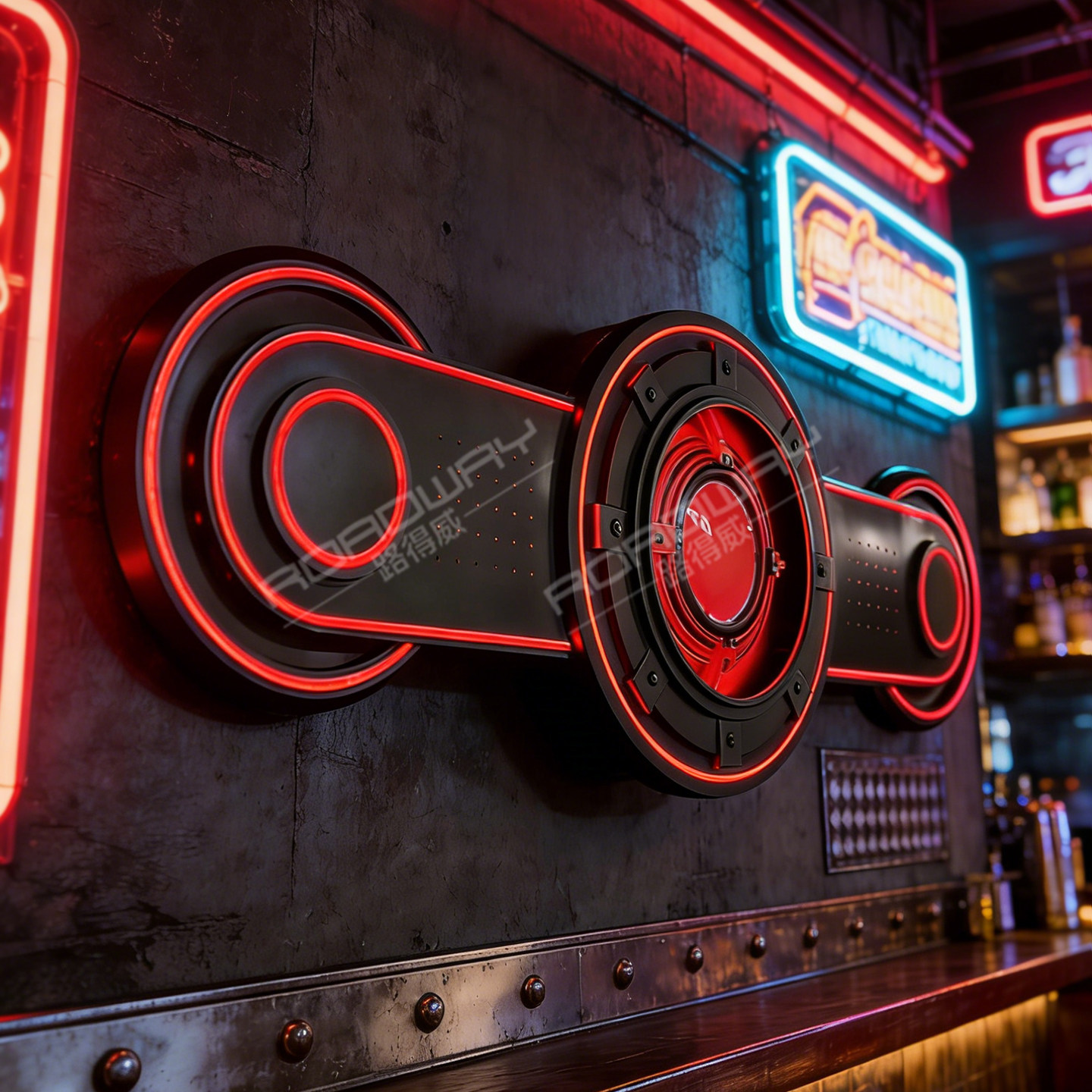 酒吧KTV派对包房清吧创意科幻工业风背景墙 网红氛围灯装饰品定制