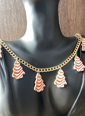 十一月款圣诞节流苏圣诞树项链短款锁骨链挂链