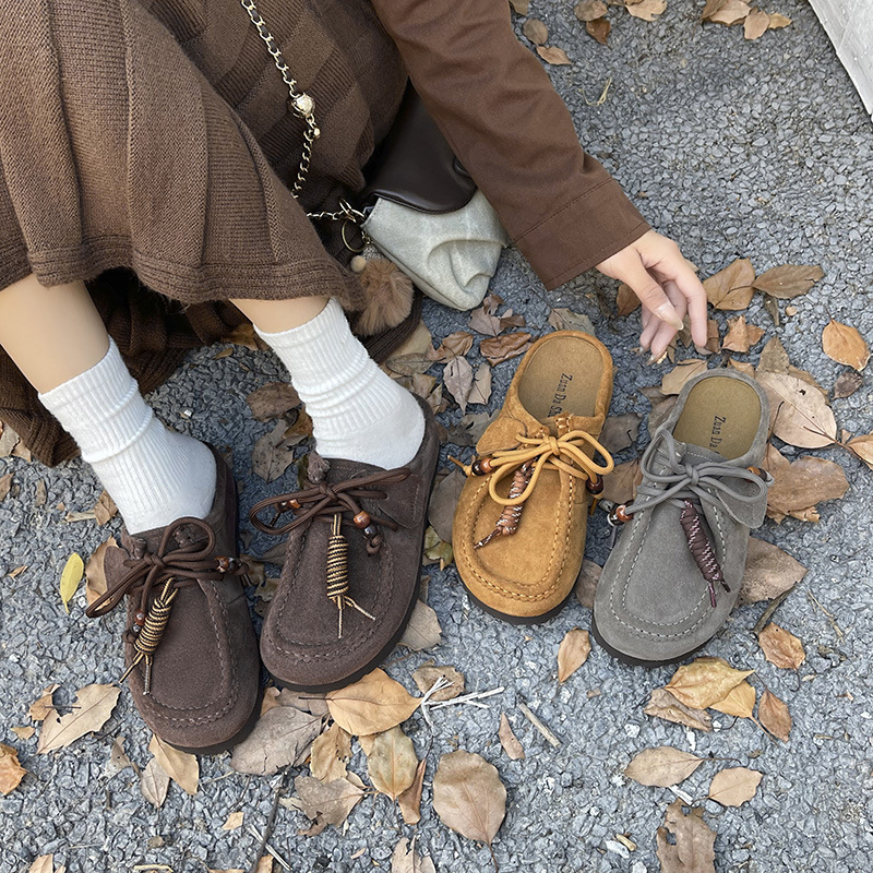 勃肯拖鞋女厚底增高新款复古一脚蹬懒人包头半拖鞋大码女鞋41-43