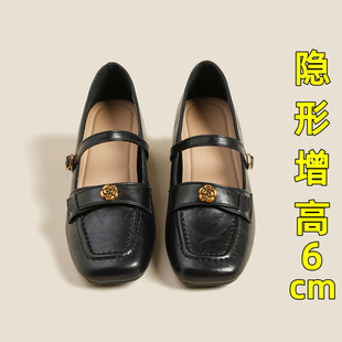黑色复古玛丽珍女鞋2026年内增高法式绝美不累脚浅口气质单鞋女