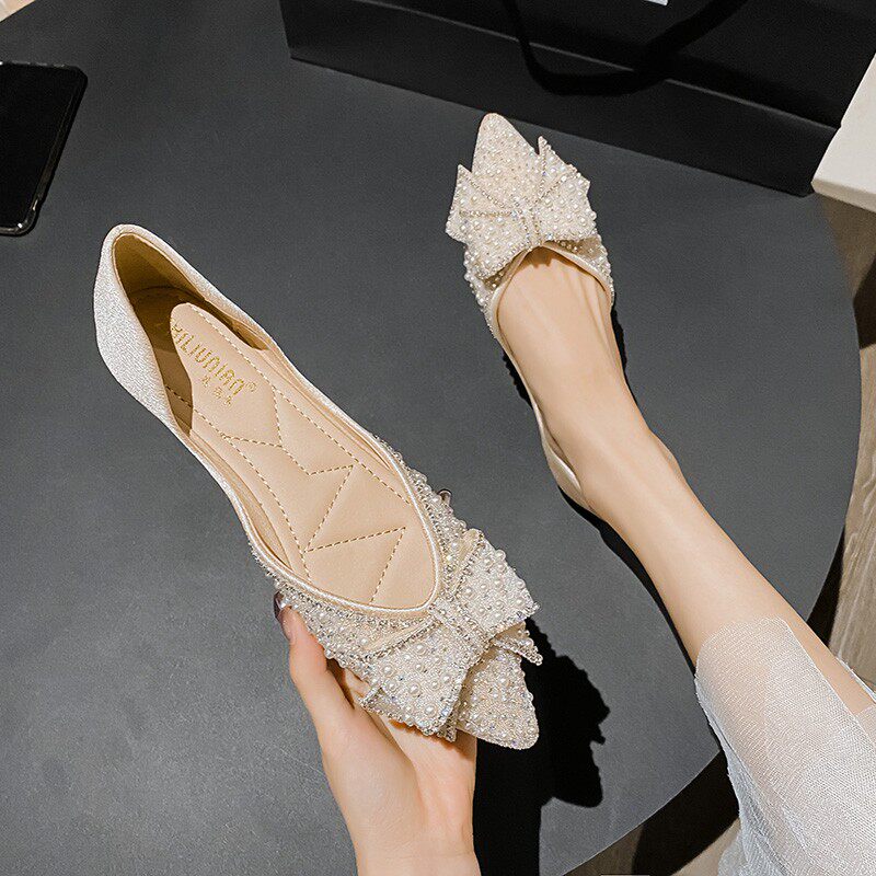 平底鞋女夏款2026新款尖头单鞋仙女豆豆鞋软底瓢鞋大码女鞋41-43