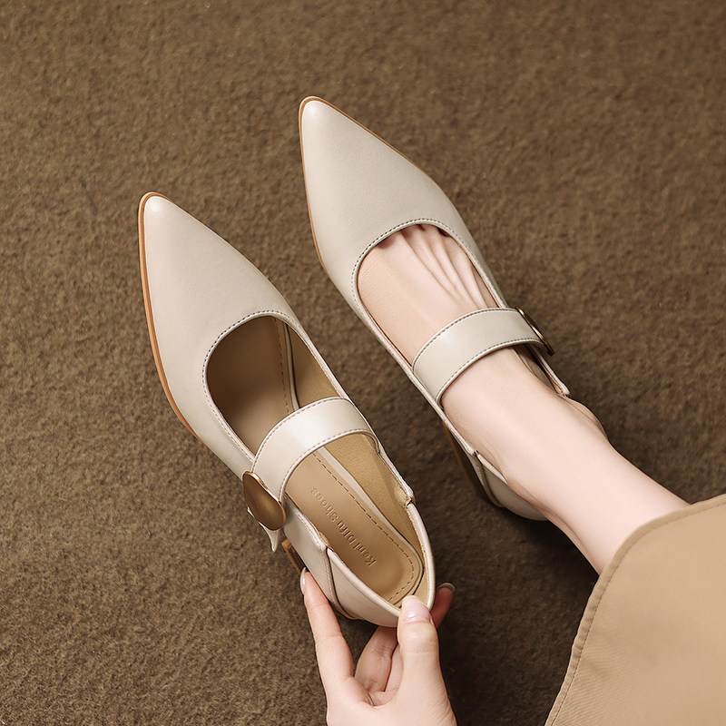 羊皮版绝美气质法式尖头高跟鞋女2026春款玛丽珍配裙子不累脚单鞋