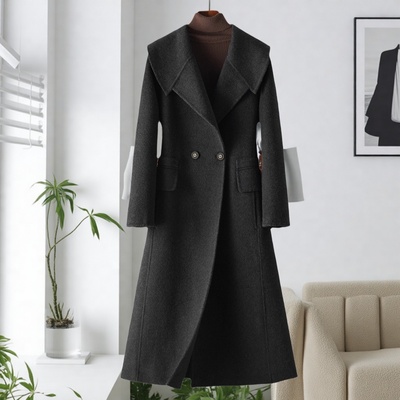 大码灰色双面羊绒大衣女2025新款韩版显瘦高级感中长款羊毛呢外套