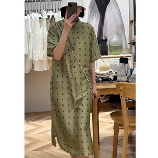 新中式国风复古改良旗袍2025新款大码女装胖mm宽松遮肚A版连衣裙