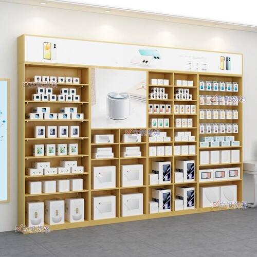 手机配件木质营业厅靠墙展