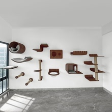 设计师自用推荐「黑胡桃木」墙壁式组合猫爬架家用大猫专用不占地