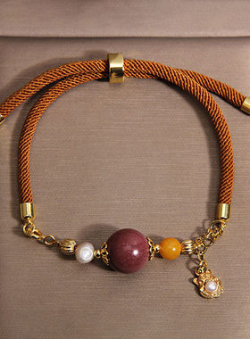 新中式棕绳编织合香珠手链新款民族风国风轻奢小众手串送闺蜜礼物