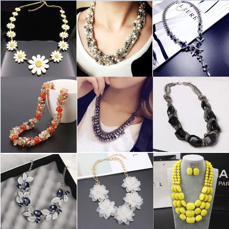 欧美时尚夸张百搭锁骨短款毛衣链衣服配饰装饰项链日韩连衣裙挂件
