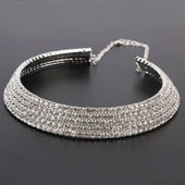 韩版 气质百搭多层闪耀水晶锁骨链满钻新娘饰品时尚 夜店项圈项链女