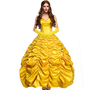 万圣节公主裙黄色仙女装 欧洲复古宫廷服童话主题服装舞台服