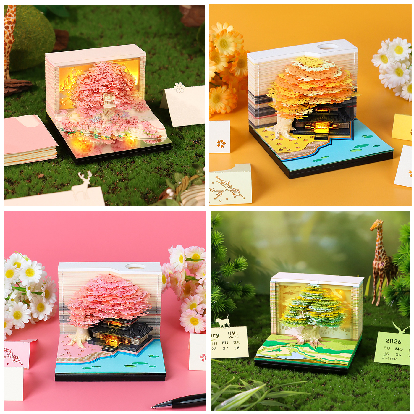 创新手工3d立体便签本日历文创纪念礼品树屋桌面摆件送礼物礼盒