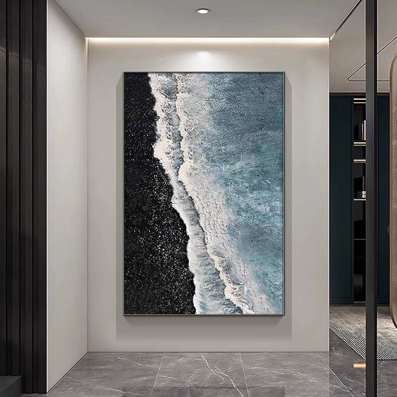 《星海》纯手绘油画现代简约客厅沙发背景墙装饰画过道玄关立体图片