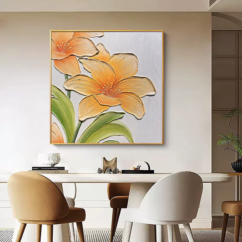 奶油风客厅装饰画高级感挂画郁金香花卉沙发背景墙餐厅卧室挂画图片
