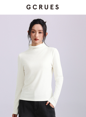 gcrues商场同款黑色高领打底衫女秋冬内搭长袖上衣G09D03A0352