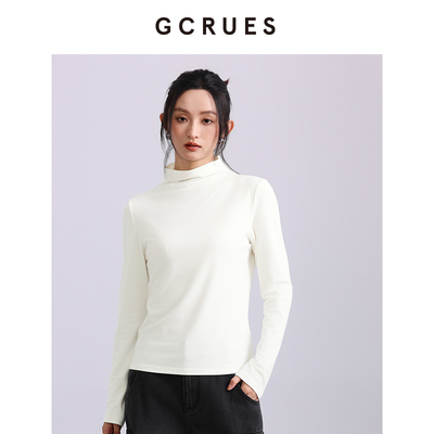 gcrues商场同款黑色高领打底衫女秋冬内搭长袖上衣G09D03A0352