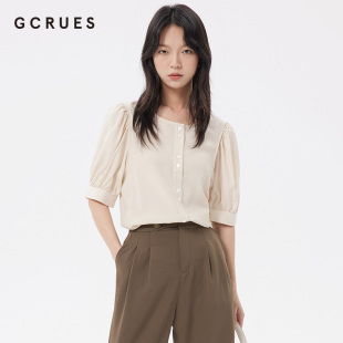 女夏气质小众上衣G04X16A0542 CC家居控 gcrues短袖 衬衫