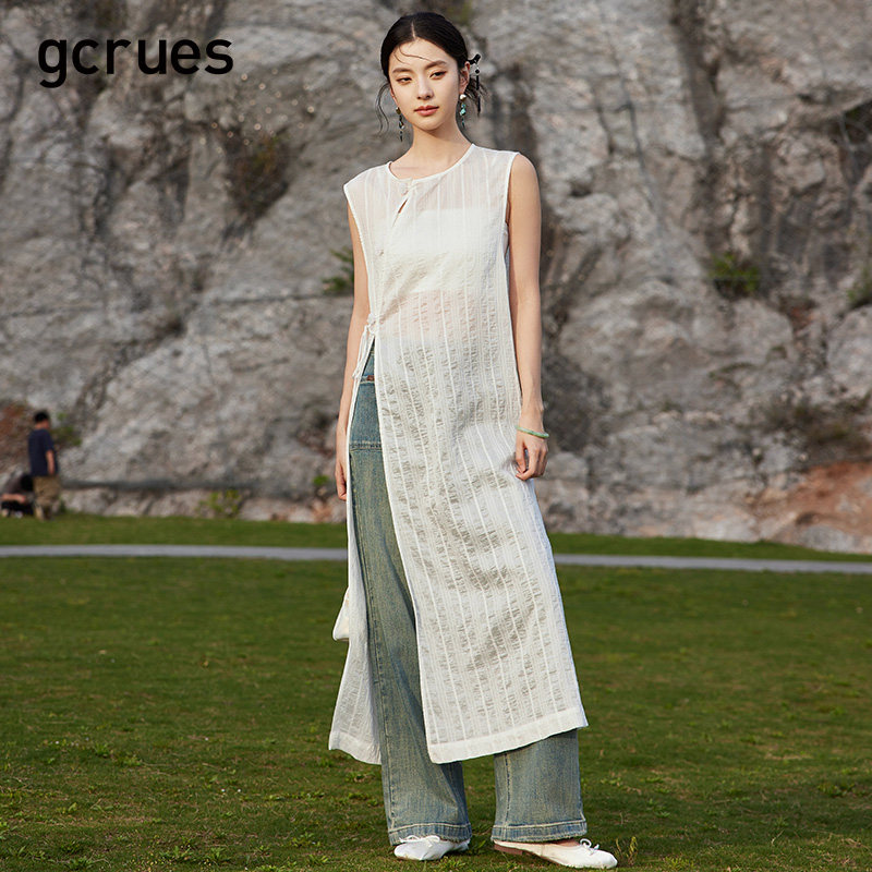 gcrues新中式设计感无袖连衣裙显瘦时尚百搭裙子裙装G05X08A7652
