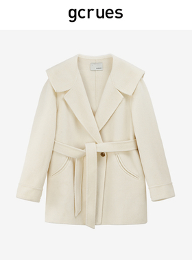 GCRUES双面呢大衣女高级感韩版宽松显瘦短款羊毛外套G10D12A0742