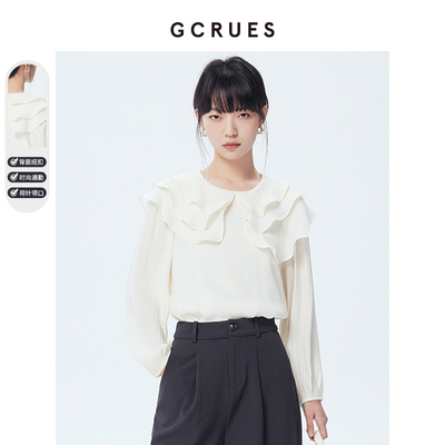 gcrues法式雪纺衫上衣夏设计感衬衫长袖秋季女2024年新款宽松衬衣