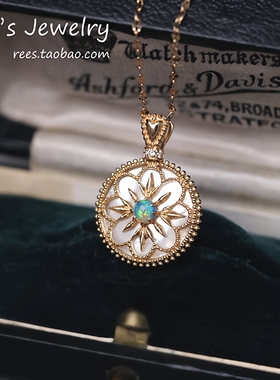 原创【Rees】花隐香。18k黄金 澳大利亚 欧泊 钻石 吊坠 冬季特辑