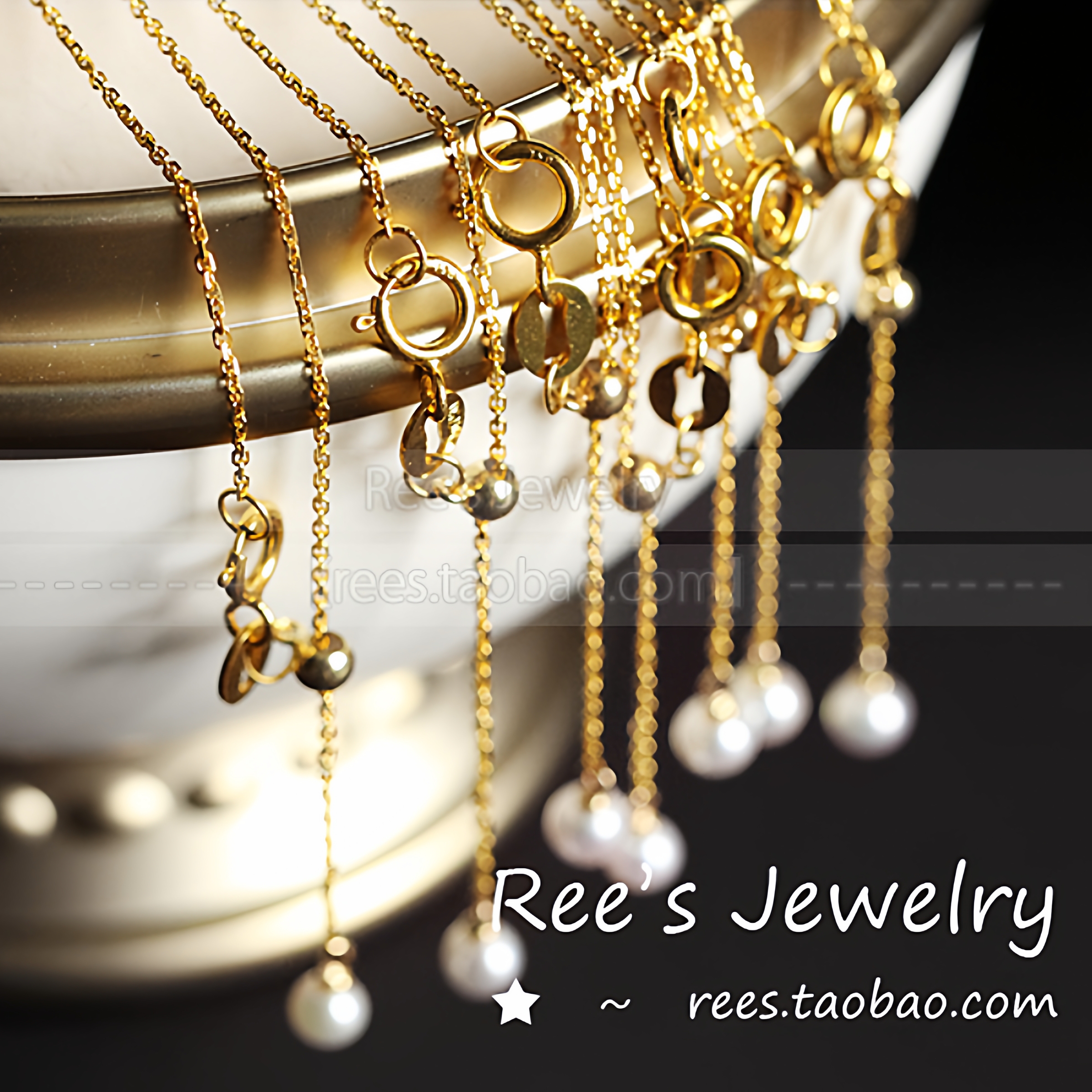 调节纤细百搭项链海水珍珠18k金