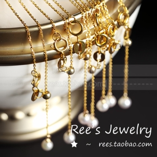 【Rees】18k金调节款纤细百搭裸链女 天然珍珠项链黄金基础链