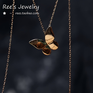 翩翩 18k黄金蝴蝶吊坠ins简约百搭小众简约设计吊坠项链 Rees