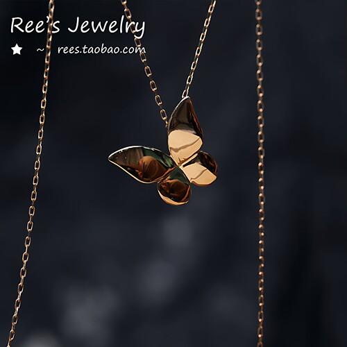 Ree简约蝴蝶18k黄金设计师吊坠