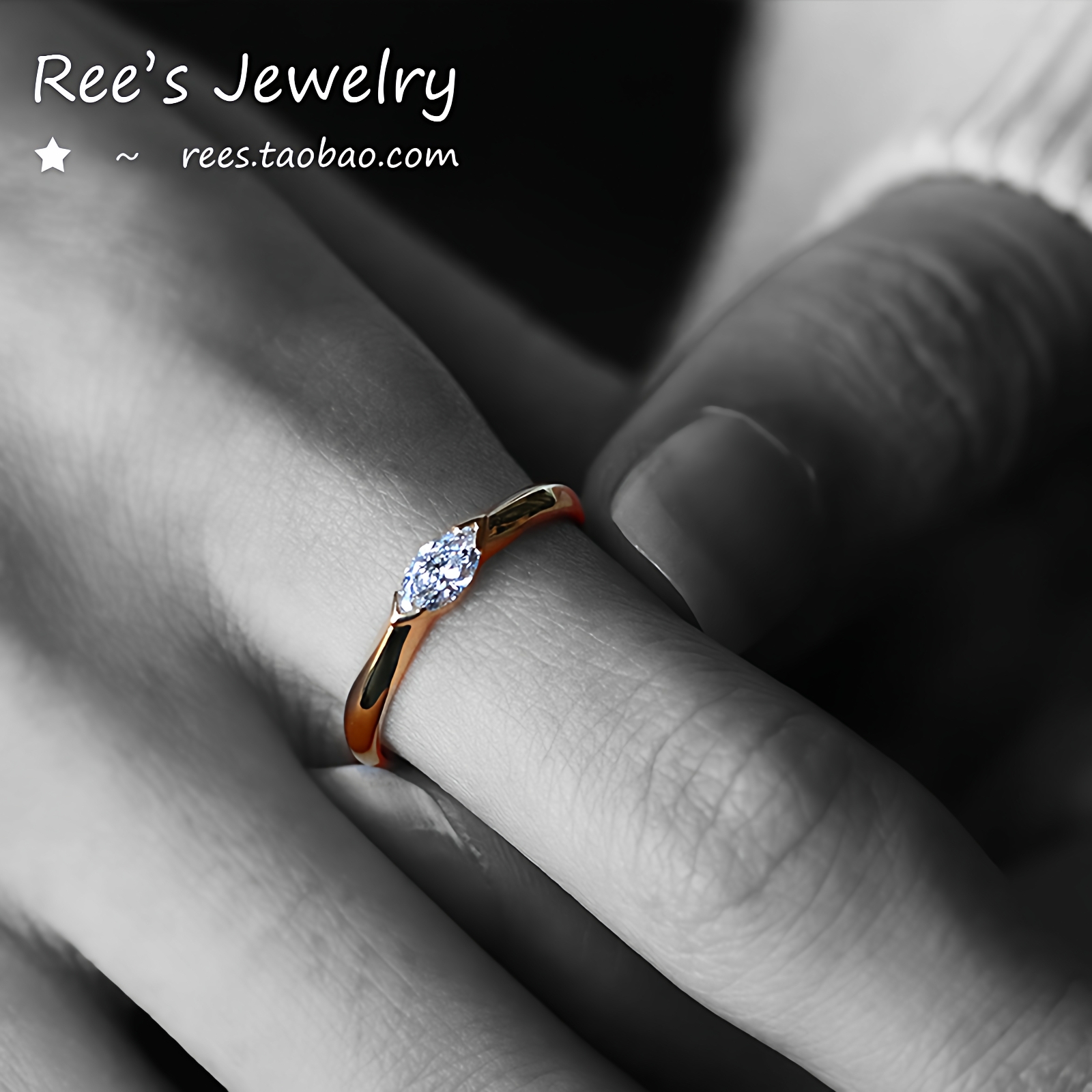 中性简洁培育钻石戒指ins百搭