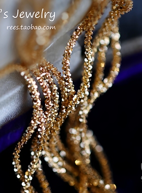 Ree.织锦。18k黄金裸链可抽拉调节素链 k金素金项链基础链日本制