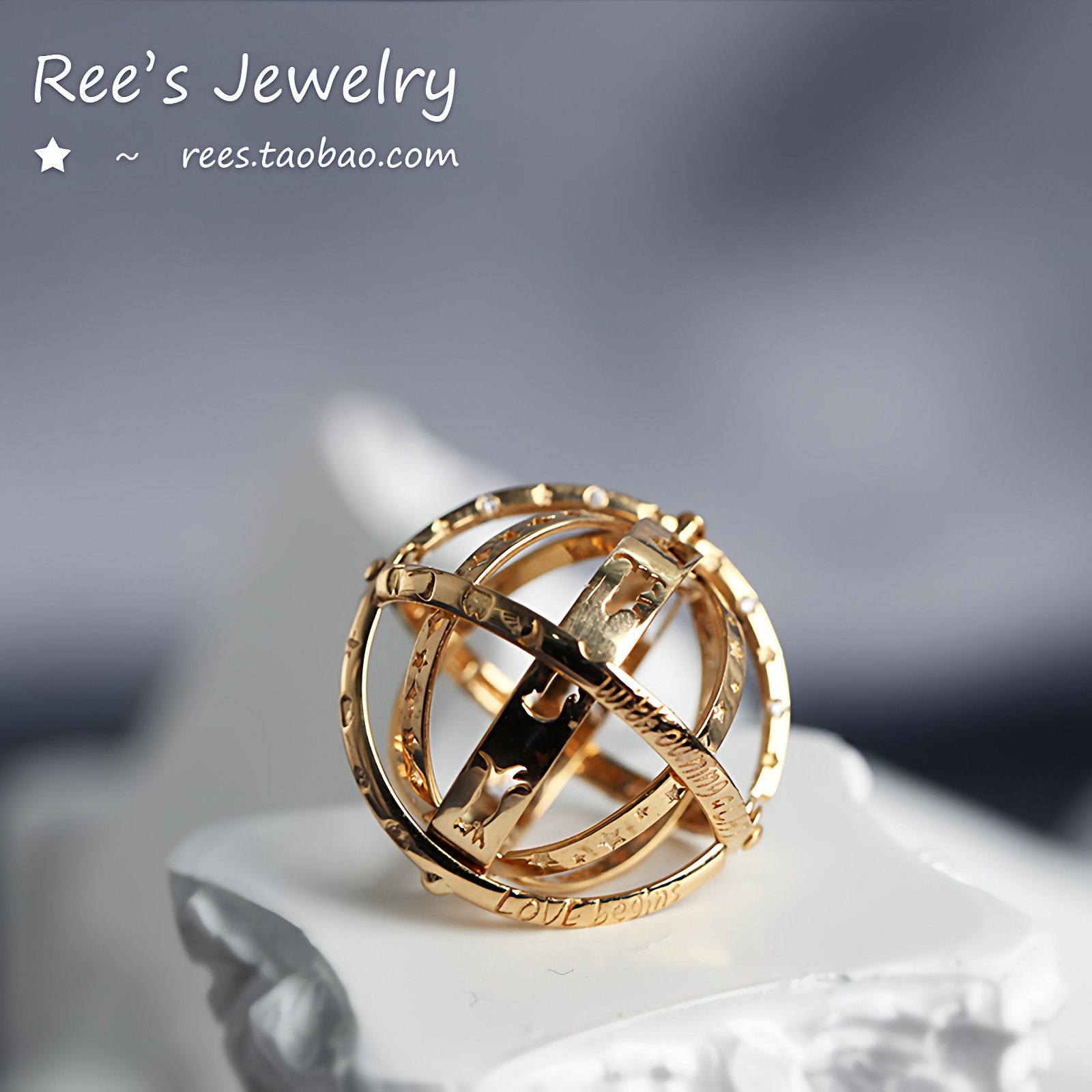 Ree原创 喵星球 天文球二创18k黄金镶钻戒指吊坠两戴款铲屎官必入,珠宝/钻石/翡翠,手饰,淘宝优惠券,粉丝福利购,淘宝优惠卷