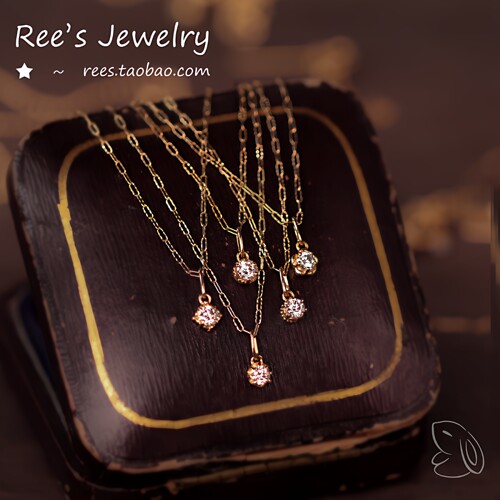 原创培育钻石18K金百搭mini吊坠