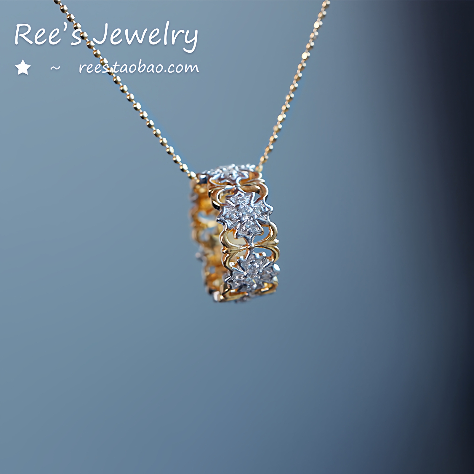 Ree 弗洛伦萨的黎明 18k黄金钻石吊坠法式复古宫廷款路路通