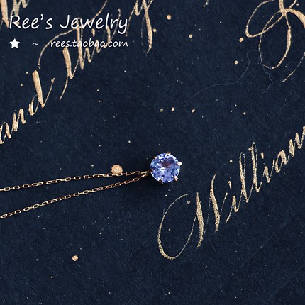 【Ree】丁香结。日本款18k玫瑰金浅色蓝紫色坦桑石项链锁骨链极细