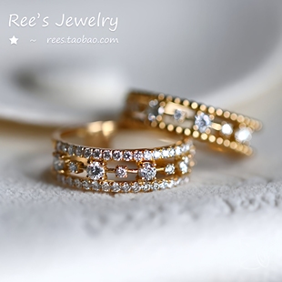 Ree原创独家.万华镜。实验室培育钻石18k黄金指环戒指万花筒ins