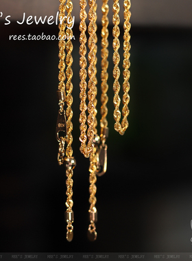 Ree日本制 爆闪18k纯金黄金编织链 百搭简洁 项链素链可调节 裸链